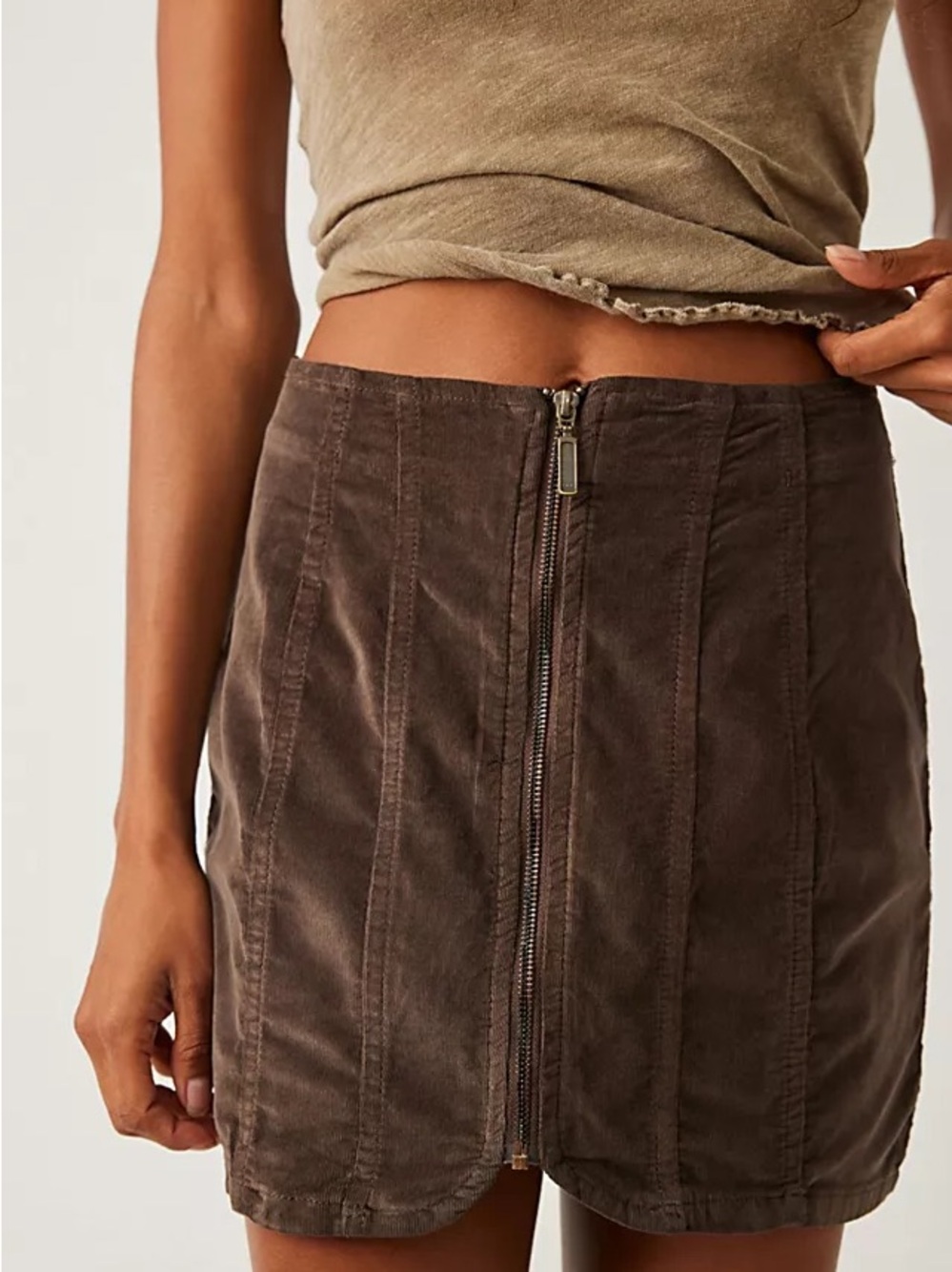 Free People Layla Corduroy Mini Skirt Mocha